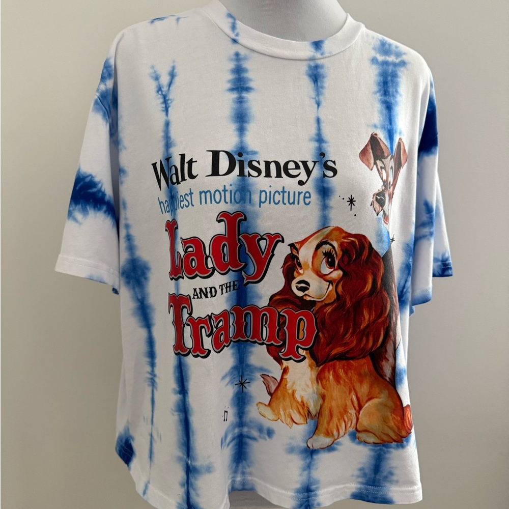 Disney Lady and the Tramp Tie-Dye Cropped T-Shirt Sz XL